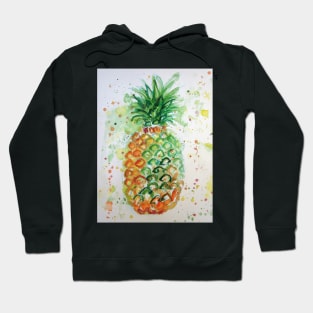 Pineapple Watercolor Painting - Funky Cool Hoodie